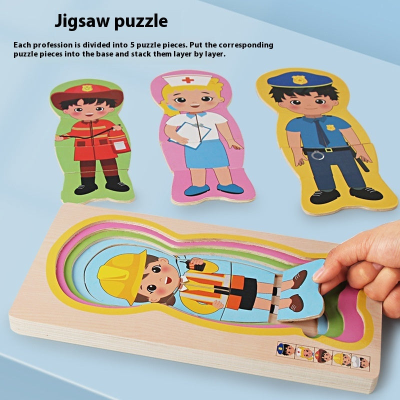 Montessori Mehrschicht Holzpuzzle – Lernspielzeug zur frühkindlichen Förderung