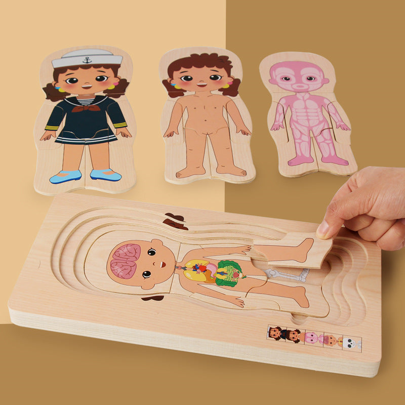 Montessori Mehrschicht Holzpuzzle – Lernspielzeug zur frühkindlichen Förderung